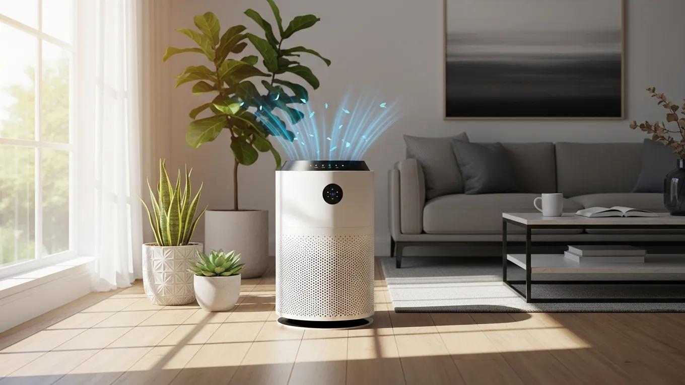 Improve Your Home's Air Quality with HVAC Solutions 2 Modern air purification system in a stylish home enhancing indoor air quality